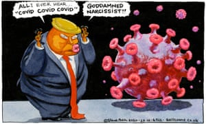 Guardian cartoonist Steve Bell’s take on Donald Trump’s insistence at recent rallies that news about the coronavirus pandemic is a skewed focus by the media.