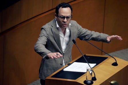 The coordinator of the Movimiento Ciudadano party, ClementeMEXICO CITY, MEXICO - 2025/03/04: The coordinator of the Movimiento Ciudadano party, Clemente Castañeda speaking during a legislative session in the Chamber of Senators of the Congress of the Union.