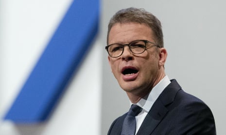 CEO of Deutsche Bank Christian Sewing speaks during the annual shareholders meeting in Frankfurt in 2019.