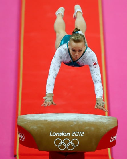 Elsabeth Black of Canada competes in the women’s gymnastics vault final at the London 2012 Olympic Games.