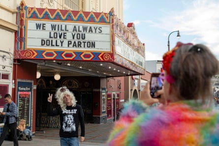 Dolly Parton fans outside the Castro Theater in San Francisco