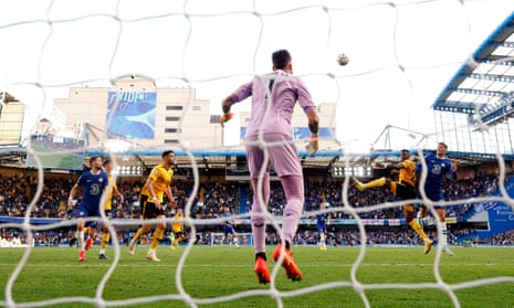 A looping header from Chelsea’s Kai Havertz gives the home side the lead in their Premier League game against Wolverhampton Wanderers.