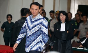 Governor Basuki Tjahaja Purnama, popularly known as Ahok, arrives at a courtroom for his verdict and sentence in his blasphemy trial in Jakarta on 9 May