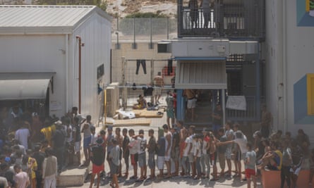 Overcrowding in Lampedusa’s refugee facility.