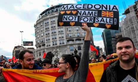 Protesters in Skopje on Sunday