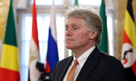 Dmitry Peskov looking on following a meeting with Vladimir Putin and a delegation of African leaders in Strelna, outside Saint Petersburg.