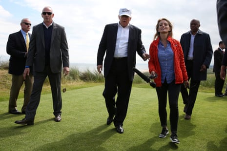 Donald Trump speaks to NBC news correspondent Katy Tur on the golf course at his Trump International Golf Links in Aberdeen, Scotland.