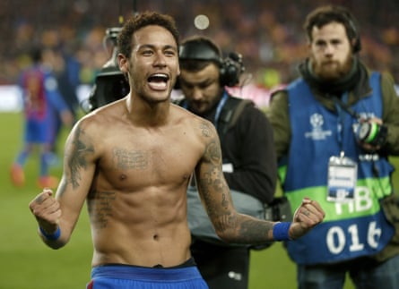 Neymar celebrates after Barcelona’s triumph.