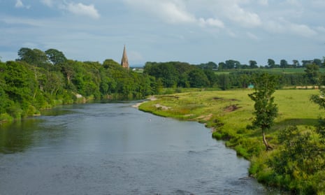 A picturesque view of the River Eden at Warwick Bridge, near Carlisle, in Cumbria