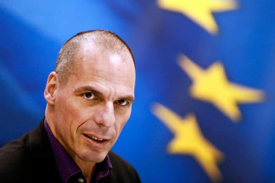 Yanis Varoufakis gives a press conference when he was Greek finance minister, in March 2015.