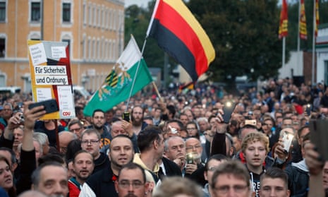 Far-right protesters on the streets of Chemnitz last week.