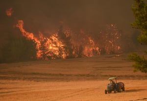 A wildfire blazes at a forest in Bilecik