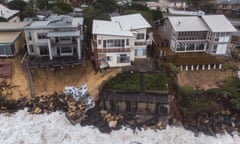 Houses undermined by erosion on Terrigal Beach