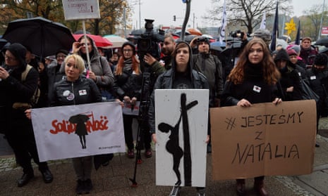 Participants in Gdansk protest against attempts to tighten the anti-abortion law. 