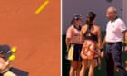 French Open: doubles pair disqualified after stray shot leaves ball girl in tears - video