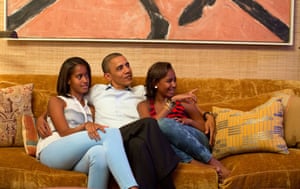 Obama with daughters, Malia and Sasha
