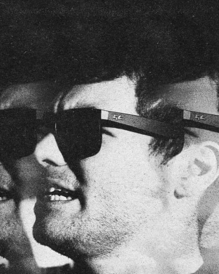 repeating illustration of a man wearing black sunglasses