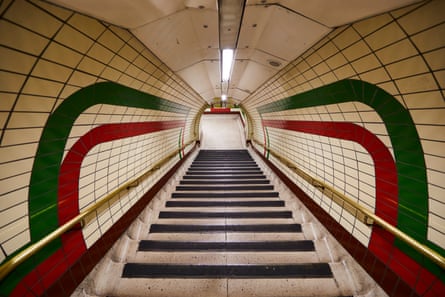 The tiling at Piccadilly Circus, which was refurbished in the mid-1980s. The original tile designs helped a then less literate population identify where they were.