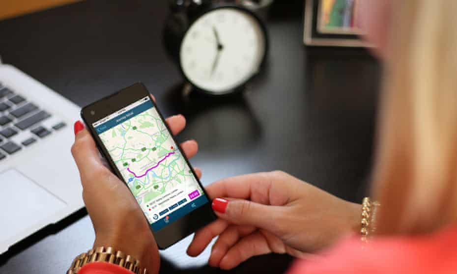 Drivers input a destination in the Just Miles app to see what their insurance cover would cost.