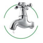 Tap cut-out inside green-rimmed circle
