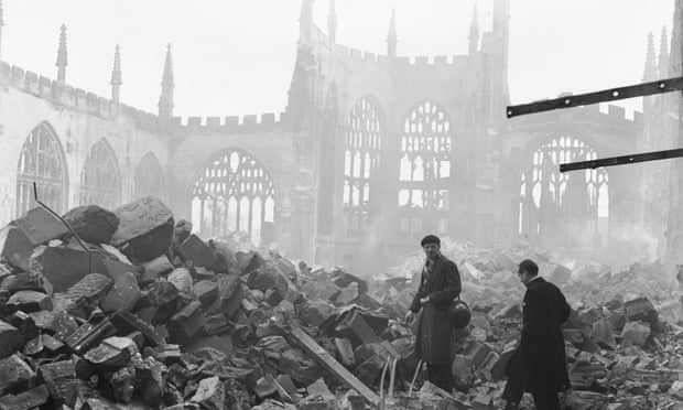 The ruins of Coventry Cathedral after the 1940 air raids