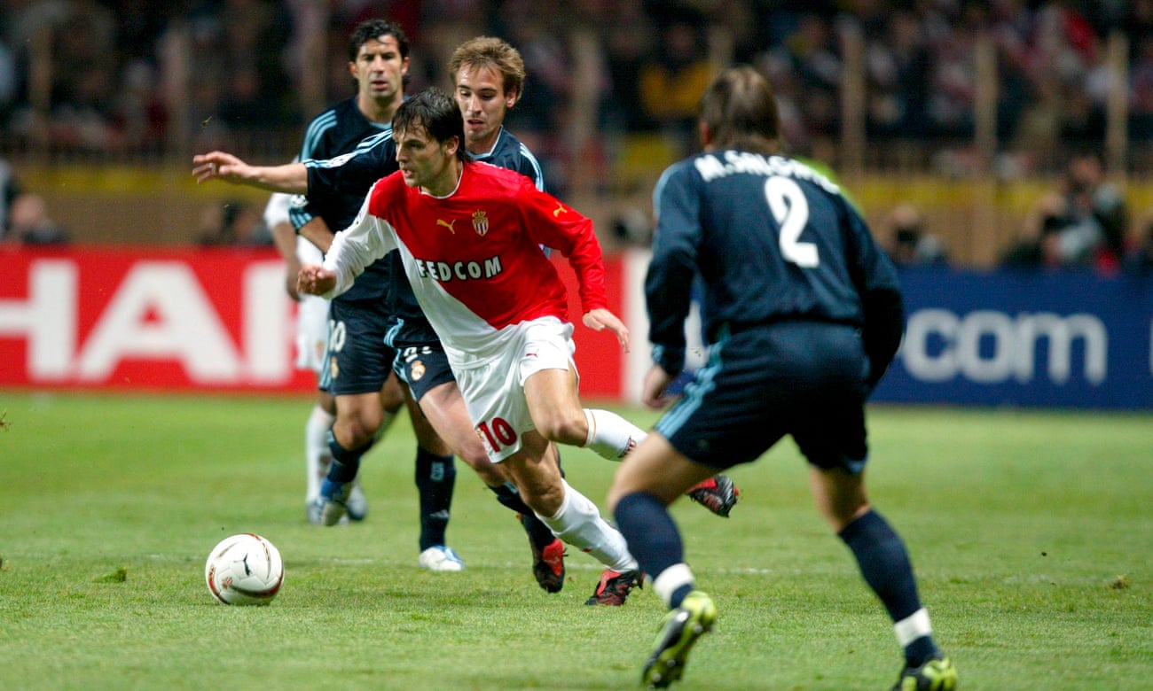 Fernando Morientes in action for Monaco against his parent club Real Madrid in the semi-finals of the Champions League in 2004.
