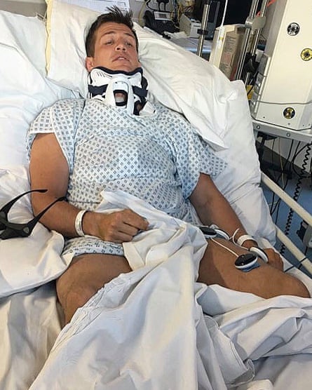 Ed Jackson in intensive care at Southmead Hospital, Bristol.