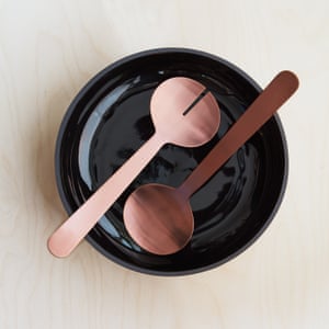 Aaron Probyn is an independent designer who has just launched a new tableware line.Zofia salad servers, £30, Aaron Probyn ZOFIA ROSE GOLD LIFESTYLE