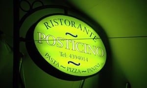 Illuminated sign outside Ristorante Posticino, Cape Town