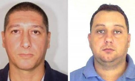 Police mugshots of Ronnie Lessa and his alleged accomplice Elcio Vieira de Queiroz, who are accused of the murder Rio de Janeiro councillor and human rights activist Marielle Franco