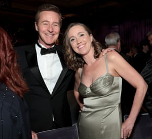 Edward Norton and Shauna Robertson attend the 97th Annual Oscars Governors Ball