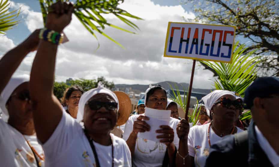 A group of Chagossians at a protest in Mauritius in 2019.