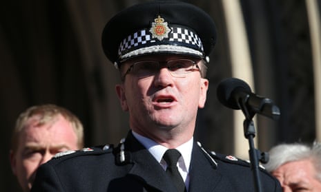 Chief Constable Ian Hopkins in uniform during a vigil in Albert Square, Manchester.