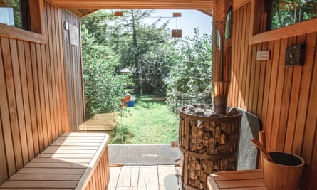 A sauna at Kip Hideaways.