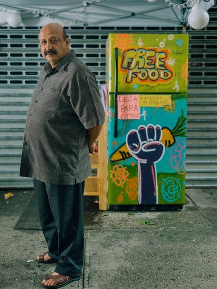 Mohaommad Alawdi works as a cab driver around Riverdale in the Bronx, where he frequently fills the community fridge.