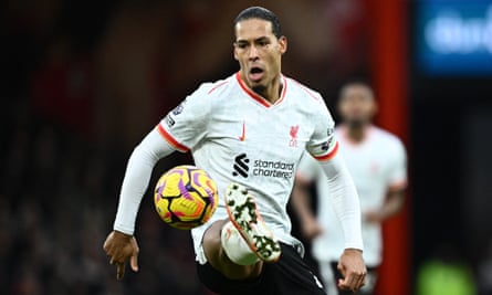 Virgil van Dijk controls the ball.