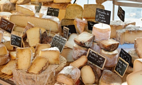 Market stall with French cheeses