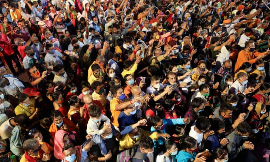 Despite the Covid-19 surge, crowds have been allowed to gather for Kumbh Mela in Haridwar, India.