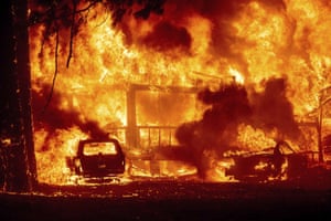 A home is completely consumed by flames.