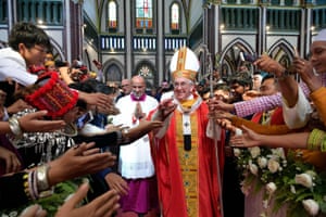 Francis leading the holy mass with young people at St Mary’s cathedral in Yangon, Myanmar