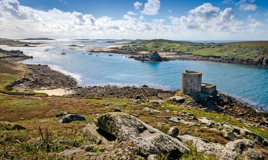 View across the coastline of Tresco in the Isles of Scilly.