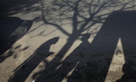 shadows at bus stop