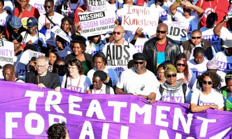 A protest outside the Aids conference in Durban