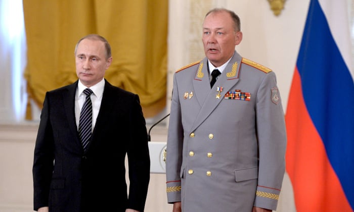 Russian president Vladimir Putin with Gen Alexander Dvornikov in Moscow in 2016.