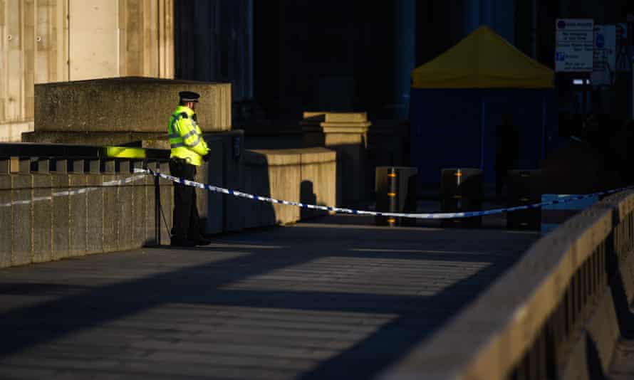 A police officer on London Bridge, two days after the attack.
