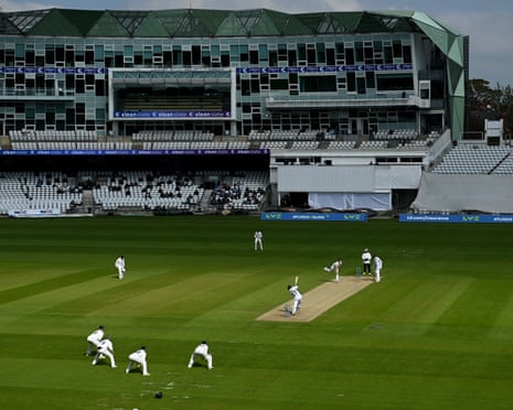 Play takes place in front of the pavilion at Headingley