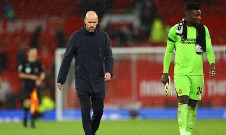 The Manchester United manager, Erik ten Hag, and goalkeeper André Onana after the final whistle.