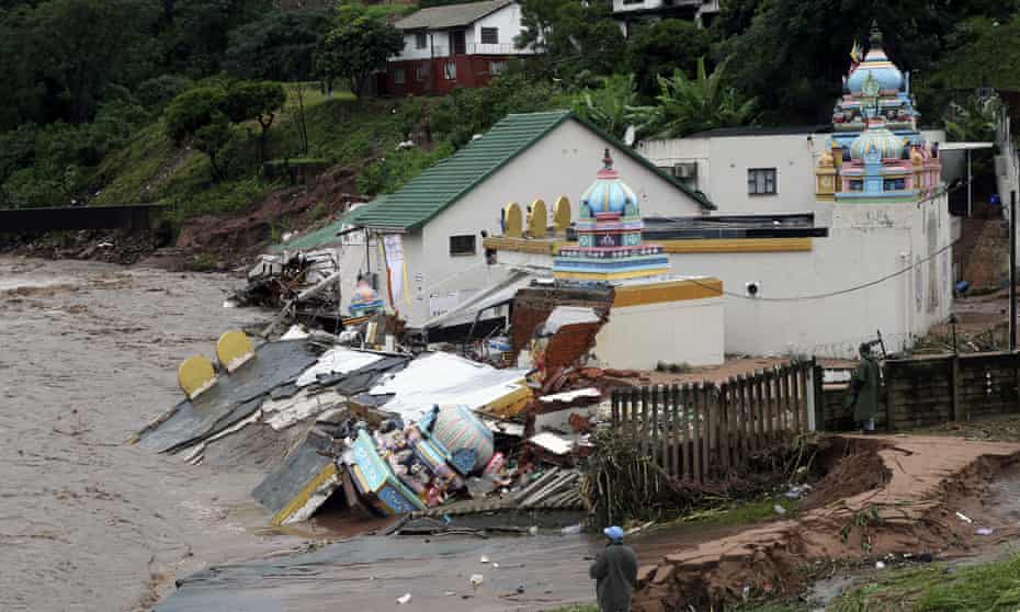 The Vishnu Hindu Temple was severely damaged by flooding on Mhlathuzana river in Chatsworth, outside Durban, South Africa