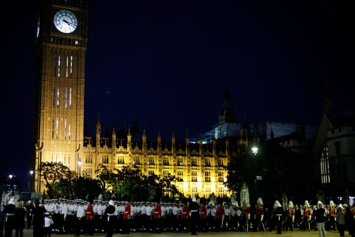 A rehearsal for the funeral procession of Britain’s Queen Elizabeth takes place in London, Britain.