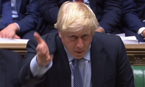 BRITAIN-POLITICS-EU-BREXIT<br>A video grab from footage broadcast by the UK Parliament's Parliamentary Recording Unit (PRU) shows Britain's Prime Minister Boris Johnson as he  speaks to move a motion to hold an early parliamentary general election, in the House of Commons in London on September 4, 2019. - British Prime Minister Boris Johnson on Wednesday called for parliament to vote in favour of holding early elections after MPs dealt a major blow against his Brexit strategy. (Photo by - / PRU / AFP) / RESTRICTED TO EDITORIAL USE - MANDATORY CREDIT " AFP PHOTO / PRU " - NO USE FOR ENTERTAINMENT, SATIRICAL, MARKETING OR ADVERTISING CAMPAIGNS - EDITORS NOTE THE IMAGE HAS BEEN DIGITALLY ALTERED AT SOURCE TO OBSCURE VISIBLE DOCUMENTS-/AFP/Getty Images